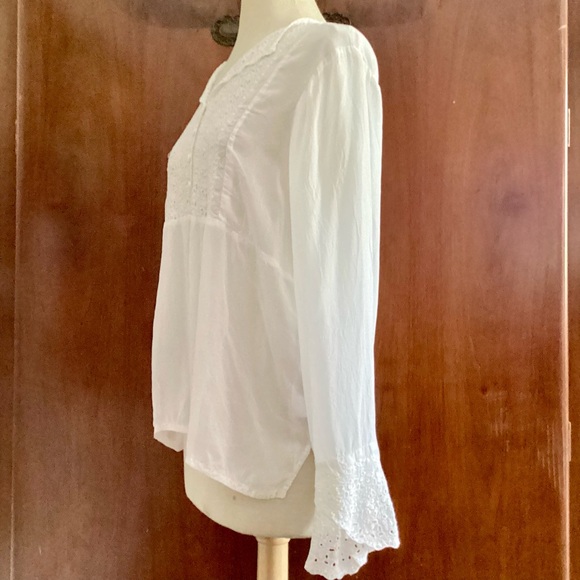 Johnny Was White Boho Floral Embroidered Rayon Tunic Top Size L Org.$298 - Picture 6 of 10
